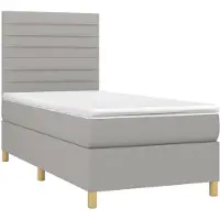 Syfax Cama box spring con colchón tela gris claro 100x200 cm