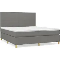 Syfax Cama box spring con colchón tela gris oscuro 160x200 cm