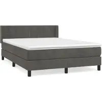 Syfax Cama box spring con colchón terciopelo gris oscuro 140x190 cm