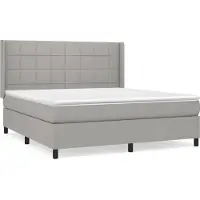 Syfax Cama box spring con colchón tela gris claro 160x200 cm