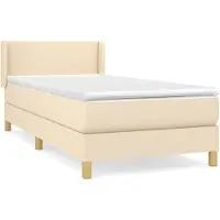 Syfax Cama box spring con colchón tela color crema 90x190 cm