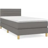 Syfax Cama box spring con colchón tela gris oscuro 100x200 cm