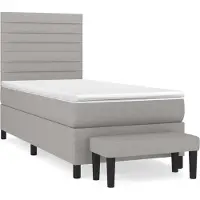 Syfax Cama box spring con colchón tela gris claro 100x200 cm