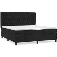 Syfax Cama box spring con colchón terciopelo negro 180x200 cm