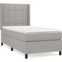Syfax Cama box spring con colchón tela gris claro 100x200 cm