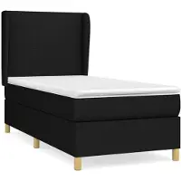 Syfax Cama box spring con colchón tela negro 100x200 cm