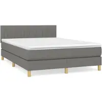 Syfax Cama box spring con colchón tela gris oscuro 140x200 cm