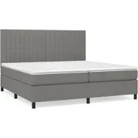 Syfax Cama box spring con colchón tela gris oscuro 200x200 cm