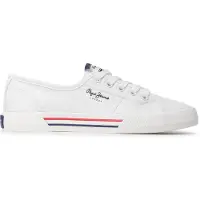 Pepe Jeans para mujer. PLS31287 Zapatillas Brady Basic blanco azulado (38), Tela, Plano, Cordones, Casual, Sostenible, outlet 202
