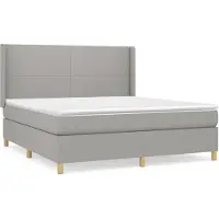 Syfax Cama box spring con colchón tela gris claro 160x200 cm