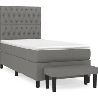 Syfax Cama box spring con colchón tela gris oscuro 90x200 cm