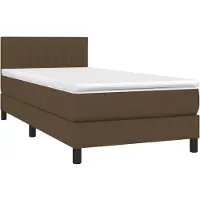 Syfax Cama box spring con colchón tela marrón oscuro 80x200 cm