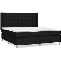 Syfax Cama box spring con colchón tela negro 180x200 cm