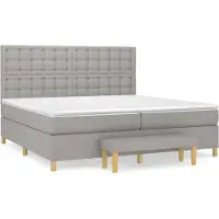 Syfax Cama box spring con colchón tela gris claro 200x200 cm