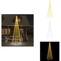 vidaXL Árbol de Navidad LED para asta de bandera, luz blanca cálida, 732 LEDs, 500 cm - Iluminación navideña