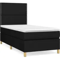 Syfax Cama box spring con colchón tela negro 100x200 cm