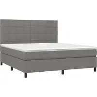 Syfax Cama box spring con colchón tela gris oscuro 180x200 cm