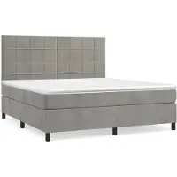 Syfax Cama box spring con colchón terciopelo gris claro 180x200 cm