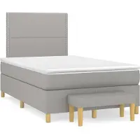 Syfax Cama box spring con colchón tela gris claro 120x200 cm