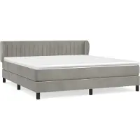 Syfax Cama box spring con colchón terciopelo gris claro 160x200 cm