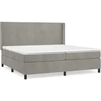 Syfax Cama box spring con colchón terciopelo gris claro 200x200 cm