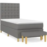 Syfax Cama box spring con colchón tela gris oscuro 100x200 cm