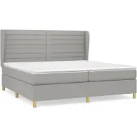 Syfax Cama box spring con colchón tela gris claro 200x200 cm