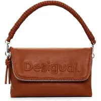 Desigual , Bolso logo 3D mediano, Poliuretano, MarróN, U