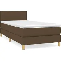 Syfax Cama box spring con colchón tela marrón oscuro 90x200 cm