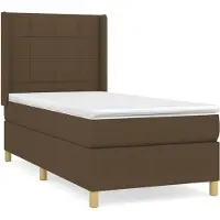 Syfax Cama box spring con colchón tela marrón oscuro 100x200 cm