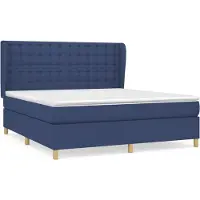 Syfax Cama box spring con colchón tela azul 160x200 cm
