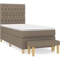 vidaXL Cama con somier y colchón de la marca , color taupe, dimensiones 100x200 cm, tapizada en tela