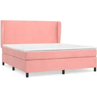 Syfax Cama box spring con colchón terciopelo rosa 180x200 cm