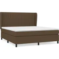 Syfax Cama box spring con colchón tela marrón oscuro 180x200 cm