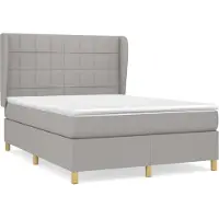 Syfax Cama box spring con colchón tela gris claro 140x190 cm