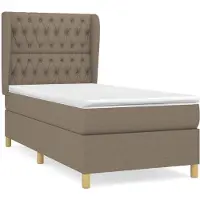 Syfax Cama box spring con colchón tela gris taupe 100x200 cm