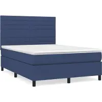 Syfax Cama box spring con colchón tela azul 140x200 cm