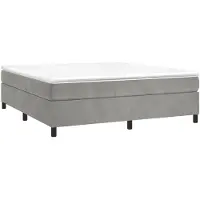 Syfax Cama box spring con colchón terciopelo gris claro 200x200 cm