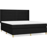 Syfax Cama box spring con colchón tela negro 180x200 cm