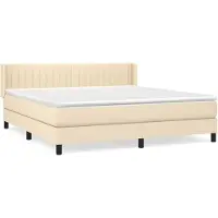 vidaXL Cama con somier y colchón de color crema, 180x200 cm, tapizada en tela