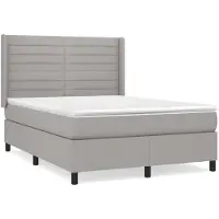 Syfax Cama box spring con colchón tela gris claro 140x190 cm