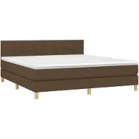 Syfax Cama box spring con colchón tela marrón oscuro 180x200 cm