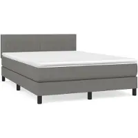 Syfax Cama box spring con colchón tela gris oscuro 140x200 cm