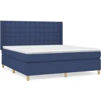 Syfax Cama box spring con colchón tela azul 160x200 cm
