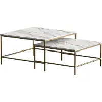 Vicco Conjunto de mesas de centro Ramio Blanco/Oro 80 x 80 cm 2 partes, Model 56193