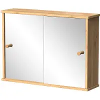 Vicco Armario con espejo para baño Mireo Bambú 55 x 40 cm con 2 puertas correderas, Model 55326