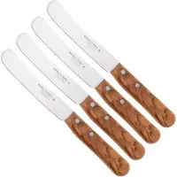 Knivesandtools Traditional Buckels, set de 4 cuchillos de desayuno Buckels, acero inoxidable, madera de olivo