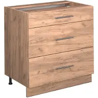Vicco Mueble bajo de cocina Fame-Line Roble dorado 80 cm con 3 cajones, ET Roble, Model 57196