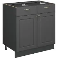 Vicco Mueble bajo de cocina Fame-Line Antracita-Oro Landhaus 80 cm , ET Mármol, Model 57100