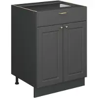 Vicco Mueble bajo de cocina Fame-Line Antracita-Oro Landhaus 60 cm con cajón, sin encimera, Model 56944